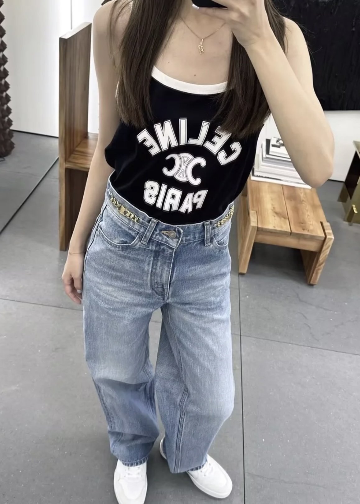 셀린느 24SS PARIS 크롭 탱크 탑 （터보） - 상세 이미지