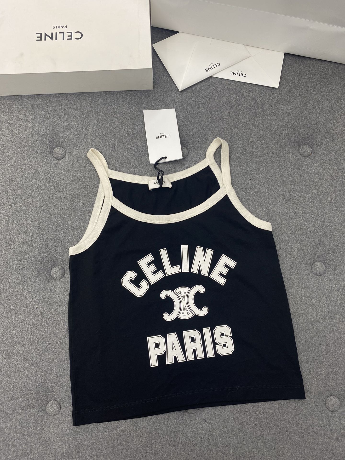 셀린느 24SS PARIS 크롭 탱크 탑 （터보） - 상세 이미지