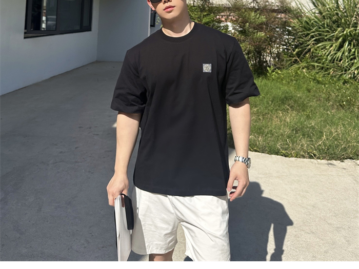 스톤아일랜드 오가닉 코튼 피사토 이펙트 저지 반팔 티셔츠（세븐） - 상세 이미지