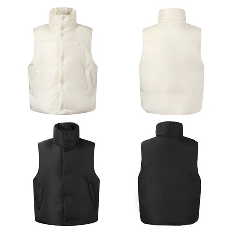 아미 하트 로고 패딩 베스트 조끼