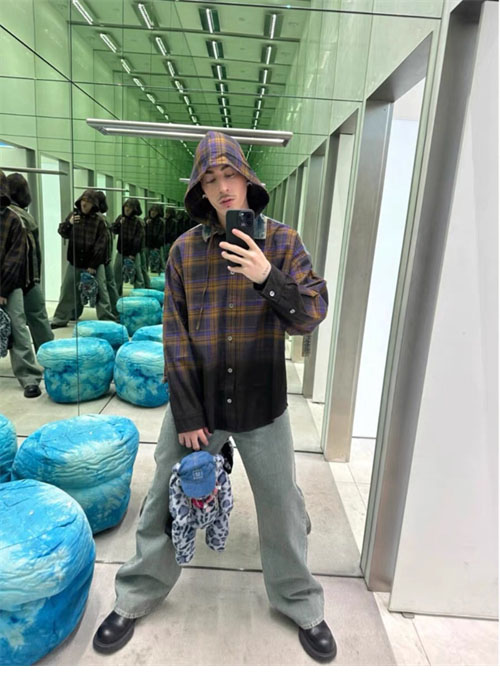 아크네 24fw 후드 버튼 업 셔츠 - 상세 이미지