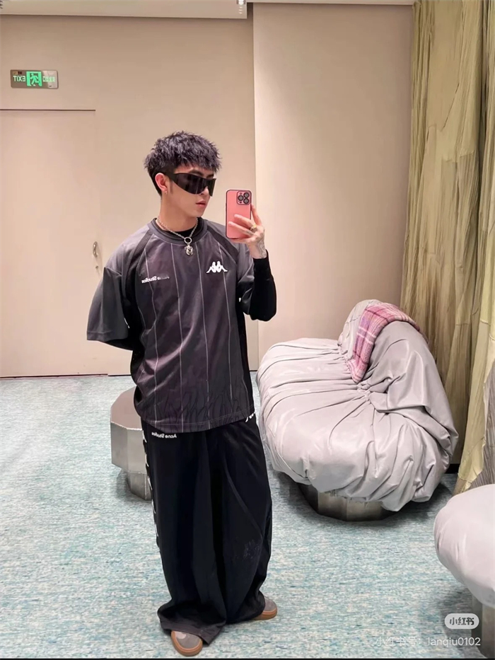 아크네 x 카파 로고 저지 반팔 티셔츠（세븐） - 상세 이미지