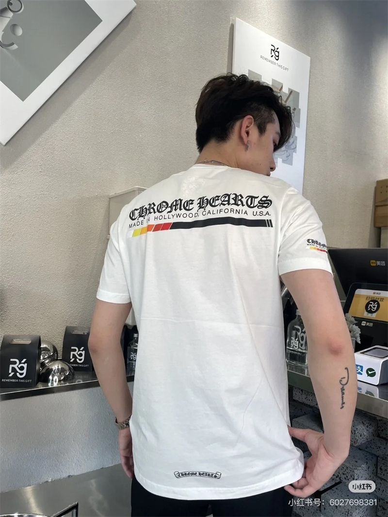 크롬하츠 헐리우드 그라데이션 로고 반팔 티셔츠（세븐） - 상세 이미지