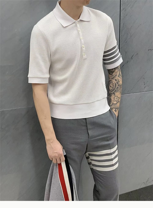 톰브라운 24SS 클래식 피케 4-BAR 반팔 사선완장 폴로티 - 상세 이미지