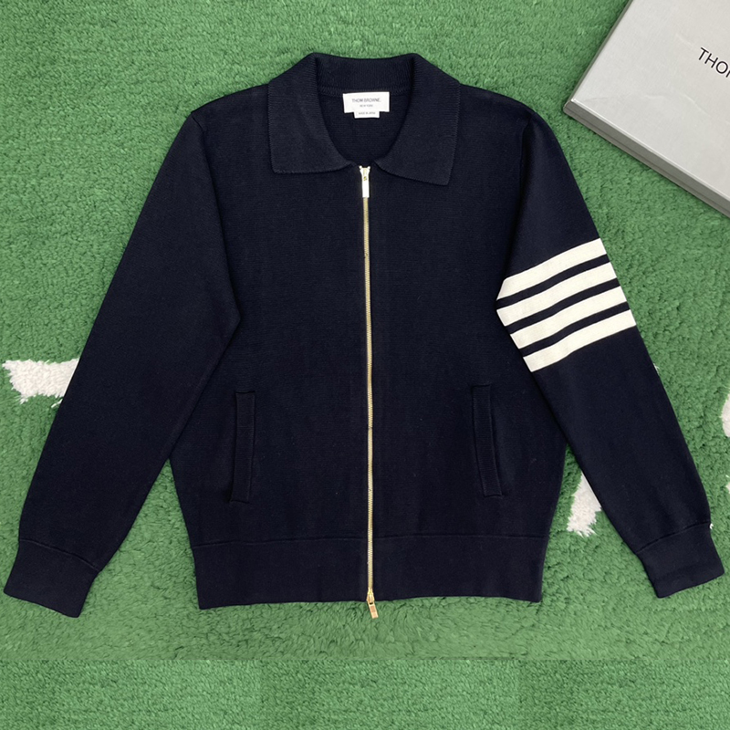 Thom Browne 톰브라운 사선완장 4-Bar 메리노 울 니트 카라 집업 레플리카 1번 이미지 - 의류 | 세미샵 레플리카 사이트