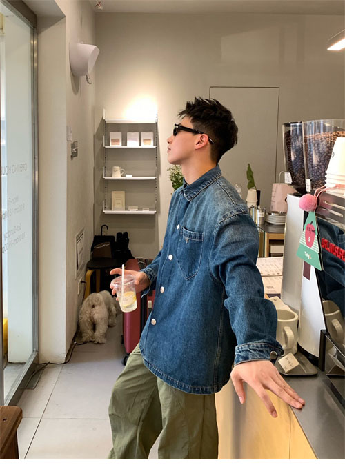 P R A D A 프라다 24SS 트라이앵글 로고 포켓 워싱 데님 셔츠 레플리카 20번 이미지 - 의류 | 세미샵 레플리카 사이트