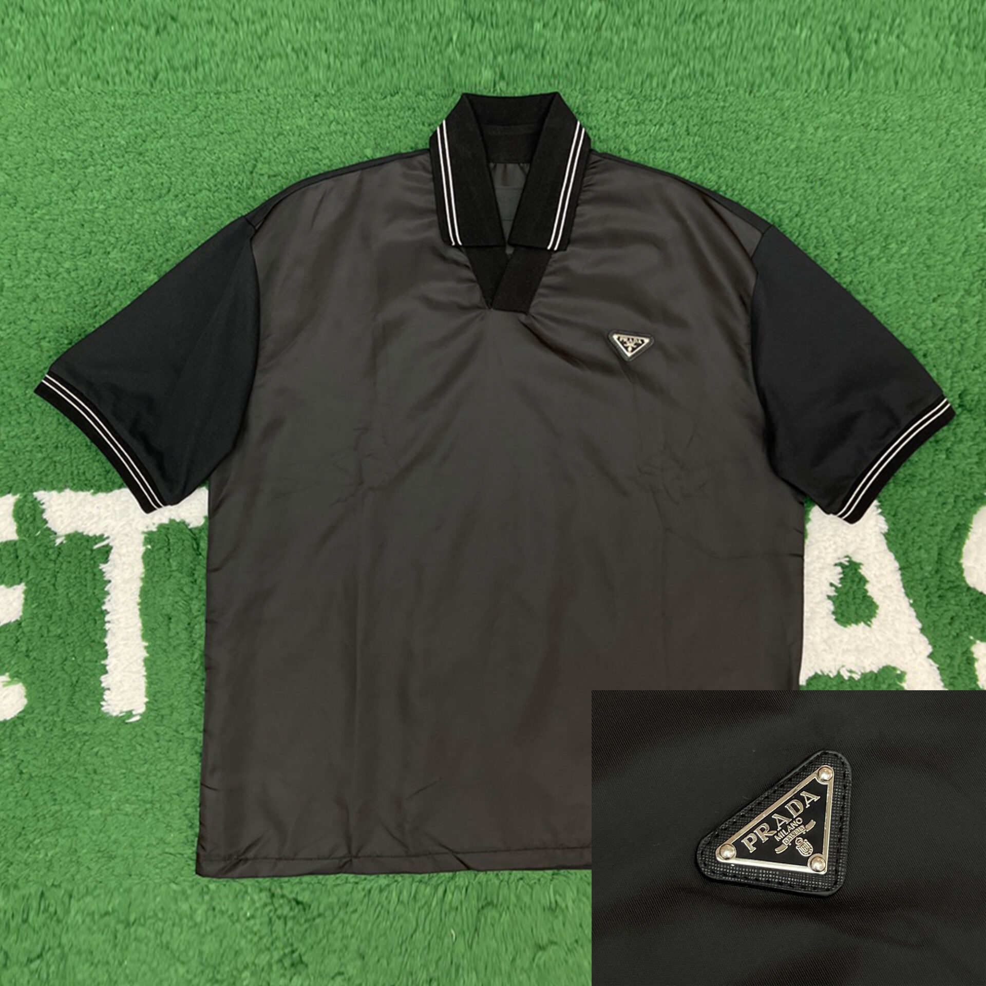 P R A D A 프라다 24 리나일론 사피아노 스틸 와펜 반팔 폴로 카라 티셔츠 레플리카 1번 이미지 - 의류 | 세미샵 레플리카 사이트