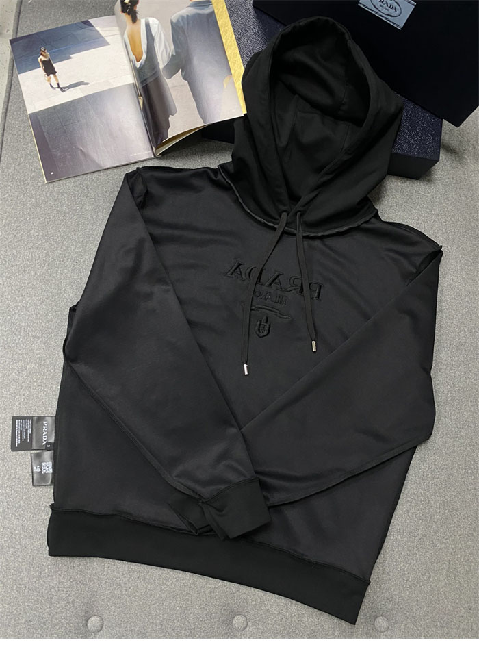 프라다 프라다 로고 자수 코튼 후디 레플리카 2번 이미지 - 의류 | 세미샵 레플리카 사이트