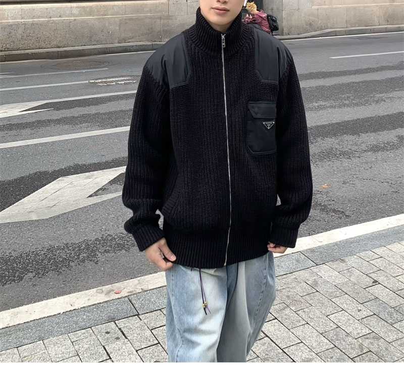 P R A D A 프라다 트라이앵글 로고 포켓 울 캐시미어 니트 자켓 레플리카 2번 이미지 - 의류 | 세미샵 레플리카 사이트