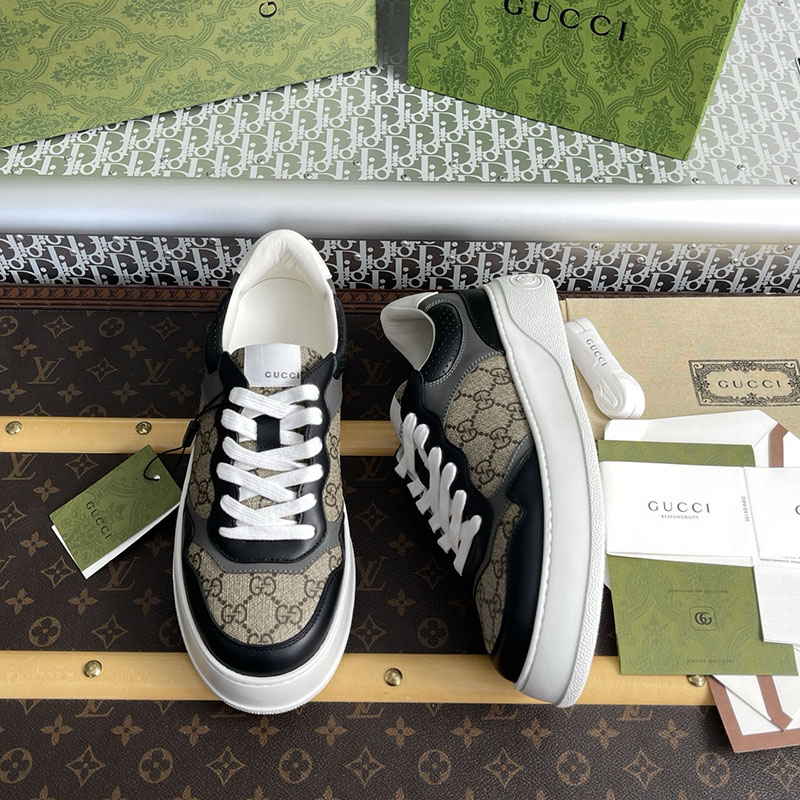 Gucci 구찌 GG 캔버스 스니커즈 베이지 블랙 수프림 레플리카 1번 이미지 - 신발 | 세미샵 레플리카 사이트