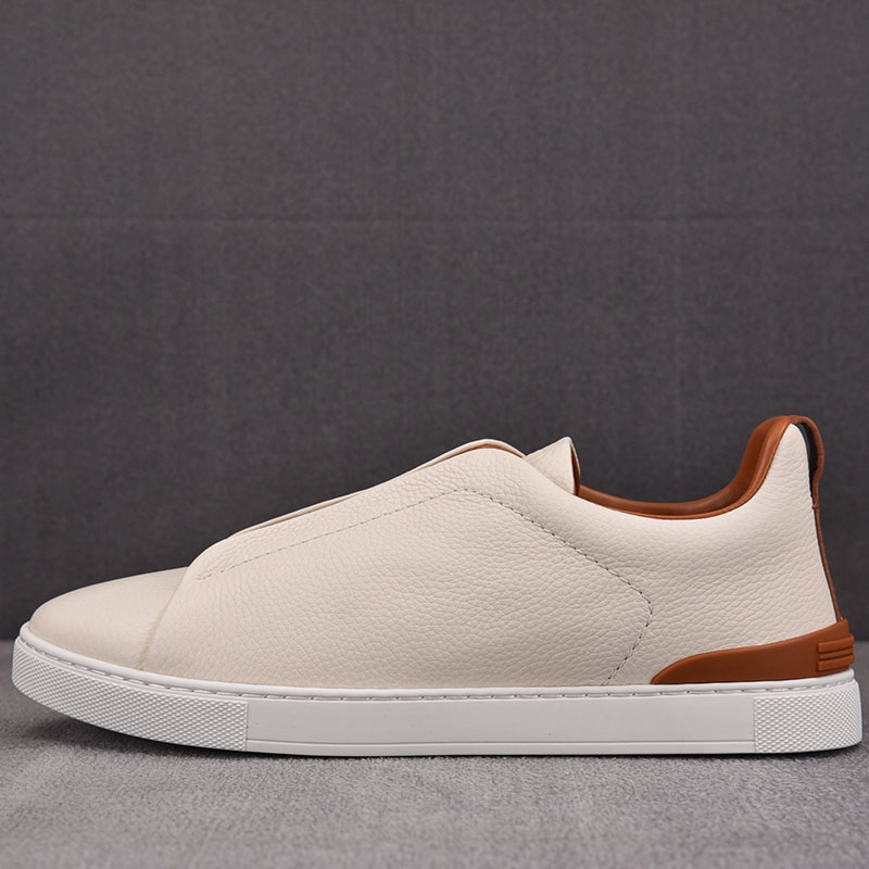 기타 제냐 오프화이트 디어스킨 트리플 스티치 스니커즈 레플리카 5번 이미지 - 신발 | 세미샵 레플리카 사이트