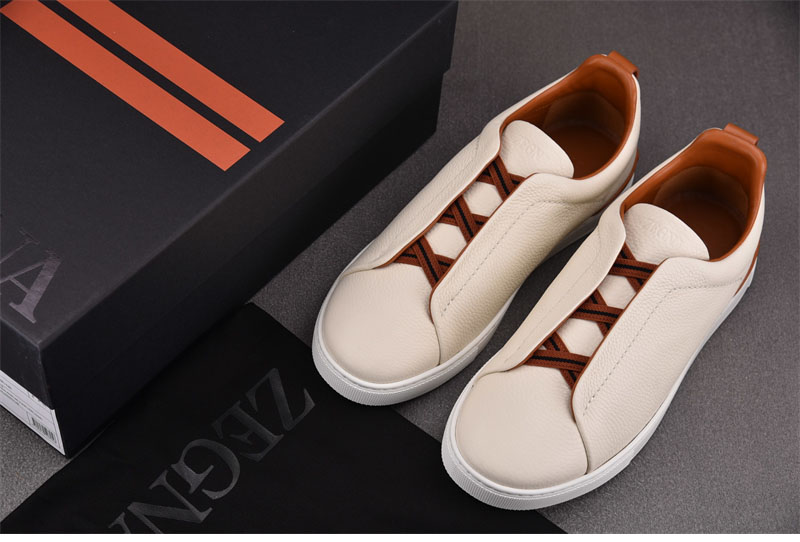 기타 제냐 오프화이트 디어스킨 트리플 스티치 스니커즈 레플리카 3번 이미지 - 신발 | 세미샵 레플리카 사이트