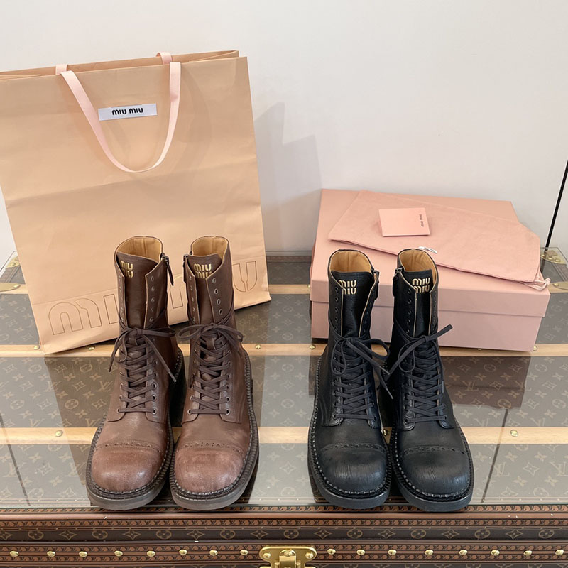 Miu Miu 미우미우 24FW 가죽 레이스 부티 레플리카 1번 이미지 - 신발 | 세미샵 레플리카 사이트