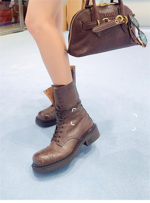 Miu Miu 미우미우 24FW 가죽 레이스 부티 레플리카 2번 이미지 - 신발 | 세미샵 레플리카 사이트