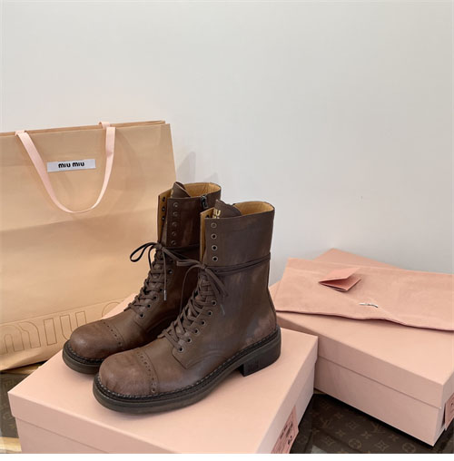 Miu Miu 미우미우 24FW 가죽 레이스 부티 레플리카 18번 이미지 - 신발 | 세미샵 레플리카 사이트