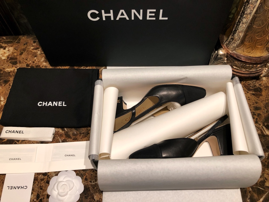 C H A N E L 샤넬 블랙 고트스킨 그로그랭 슬링백 플랫 슈즈 “34SIZE – 41SIZE” 레플리카 3번 이미지 - 신발 | 세미샵 레플리카 사이트