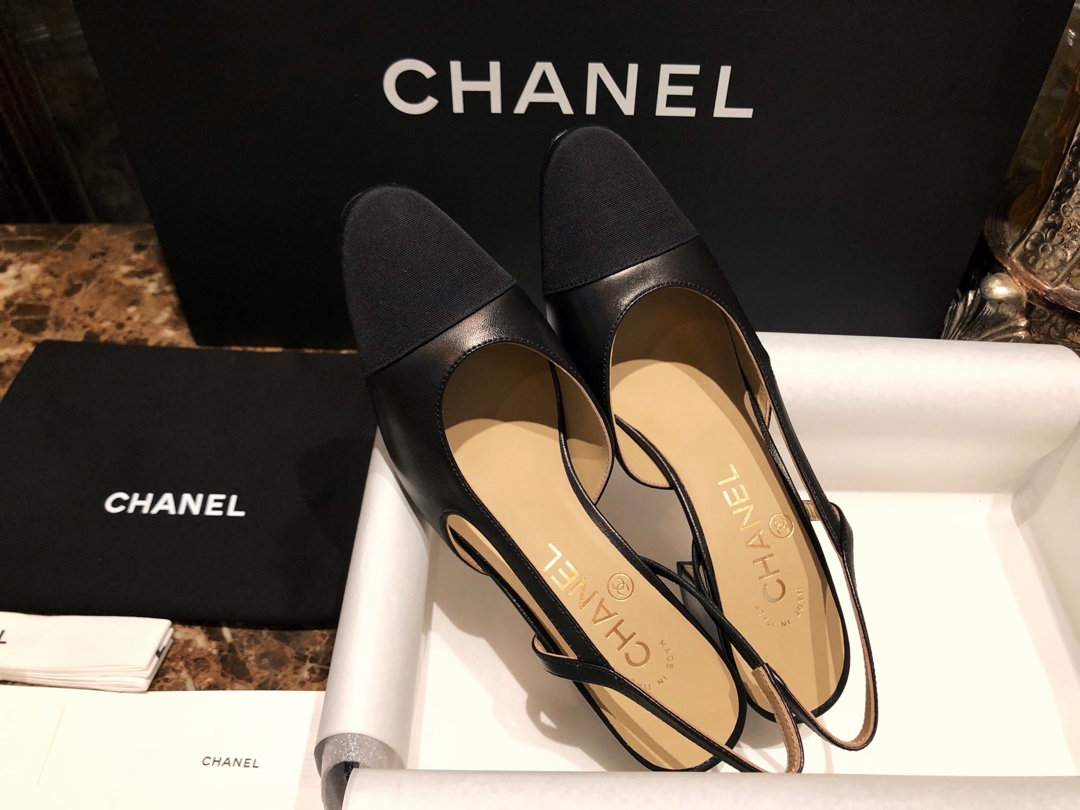 C H A N E L 샤넬 블랙 고트스킨 그로그랭 슬링백 플랫 슈즈 “34SIZE – 41SIZE” 레플리카 8번 이미지 - 신발 | 세미샵 레플리카 사이트