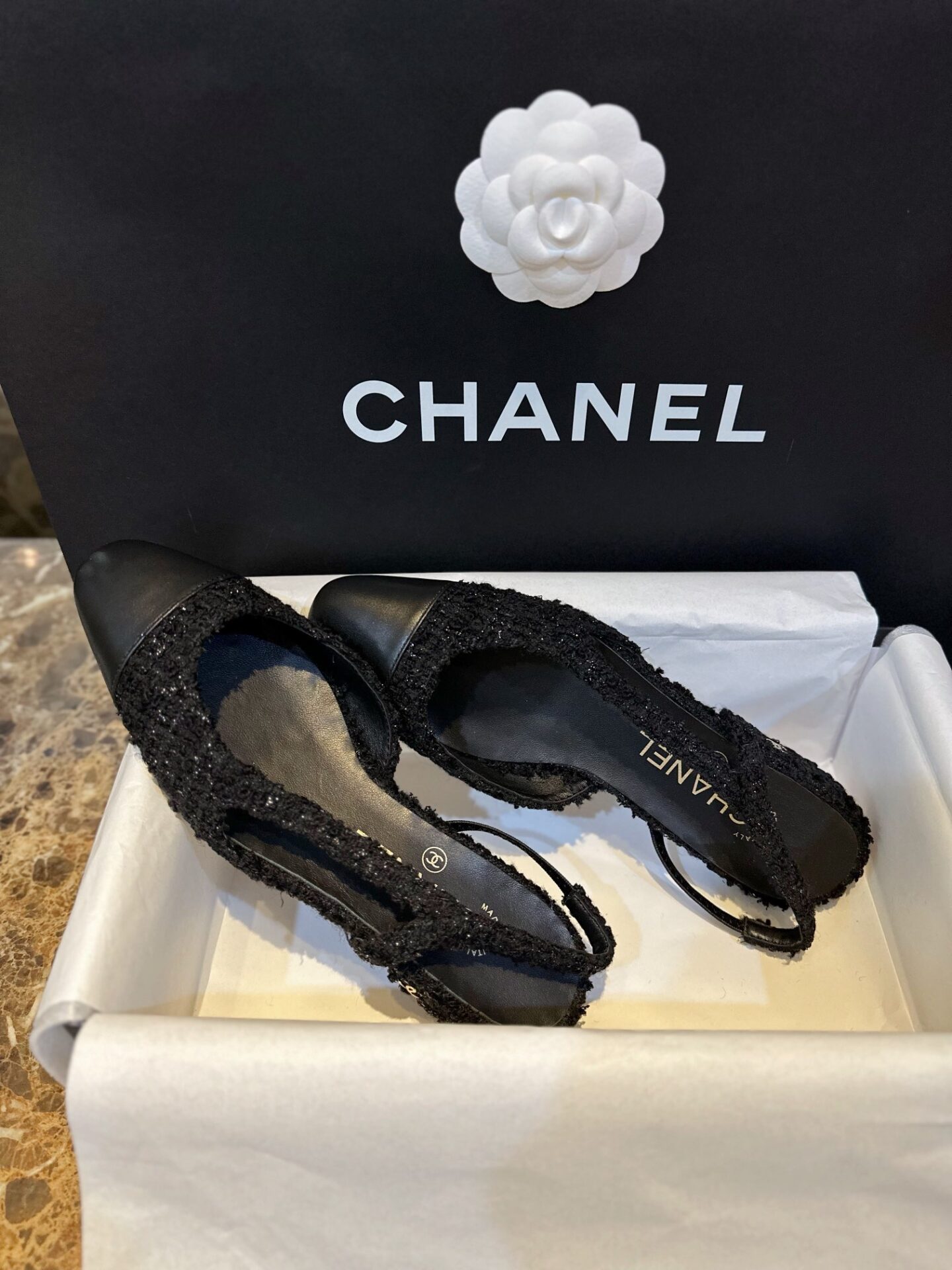 C H A N E L 샤넬 블랙 트위드 슬링백 플랫 슈즈 “34SIZE – 41SIZE” 레플리카 7번 이미지 - 신발 | 세미샵 레플리카 사이트