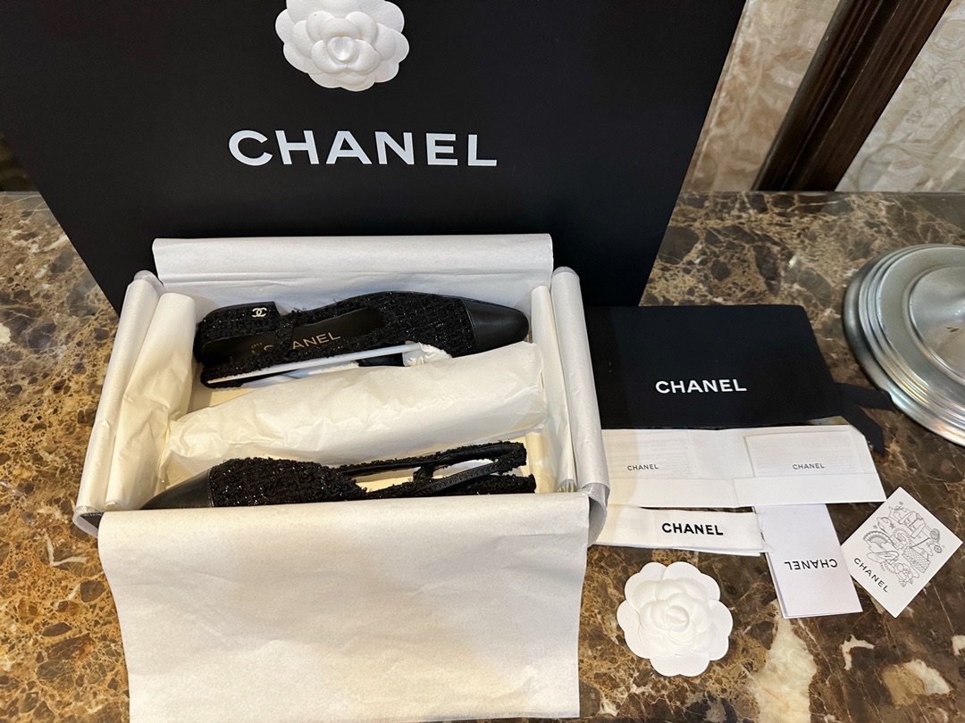 C H A N E L 샤넬 블랙 트위드 슬링백 플랫 슈즈 “34SIZE – 41SIZE” 레플리카 10번 이미지 - 신발 | 세미샵 레플리카 사이트