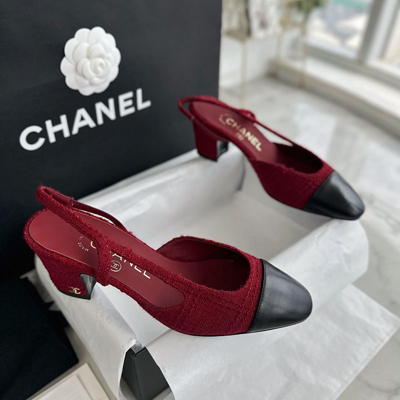 C H A N E L 샤넬 23k CC 트위드 슬링백 힐 레플리카 1번 이미지 - 신발 | 세미샵 레플리카 사이트