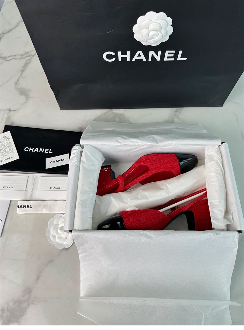 샤넬 샤넬 25A CC 트위드 슬링백 힐（TJ공장） 레플리카 11번 이미지 - 신발 | 세미샵 레플리카 사이트