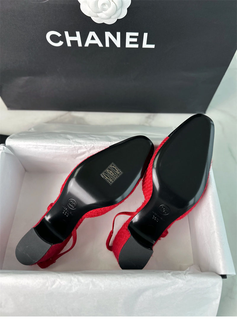 샤넬 샤넬 25A CC 트위드 슬링백 힐（TJ공장） 레플리카 2번 이미지 - 신발 | 세미샵 레플리카 사이트