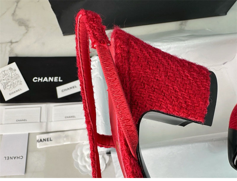 샤넬 샤넬 25A CC 트위드 슬링백 힐（TJ공장） 레플리카 3번 이미지 - 신발 | 세미샵 레플리카 사이트