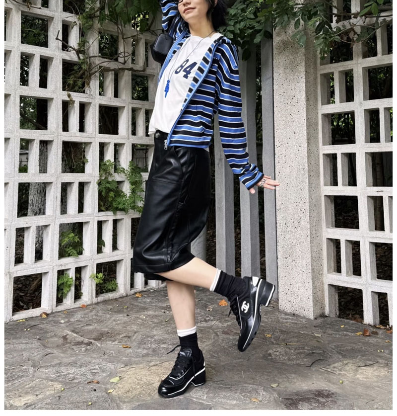 샤넬 샤넬 25K 믹스드 파이버 스니커즈 블랙 레플리카 6번 이미지 - 신발 | 세미샵 레플리카 사이트