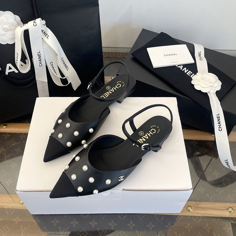 샤넬 샤넬 25K 진주 장식 슬링백 플랫 슈즈 레플리카 6번 이미지 - 신발 | 세미샵 레플리카 사이트