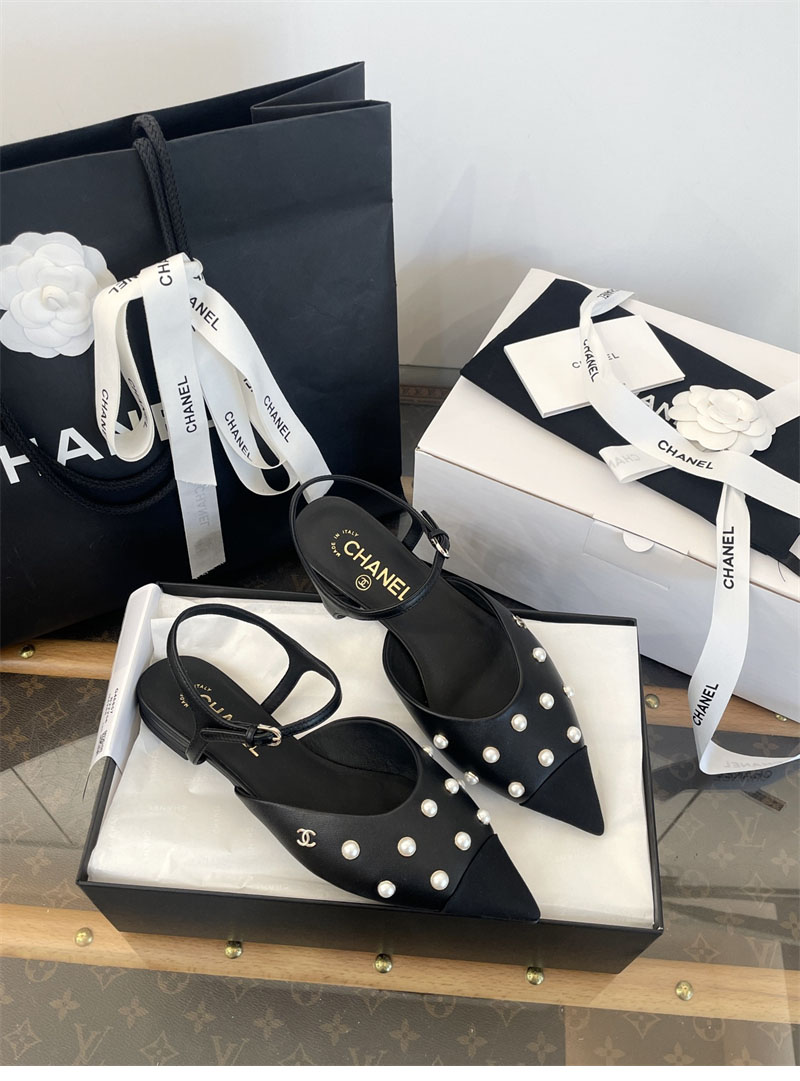 샤넬 샤넬 25K 진주 장식 슬링백 플랫 슈즈 레플리카 12번 이미지 - 신발 | 세미샵 레플리카 사이트