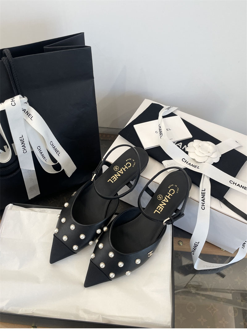 샤넬 샤넬 25K 진주 장식 슬링백 플랫 슈즈 레플리카 17번 이미지 - 신발 | 세미샵 레플리카 사이트