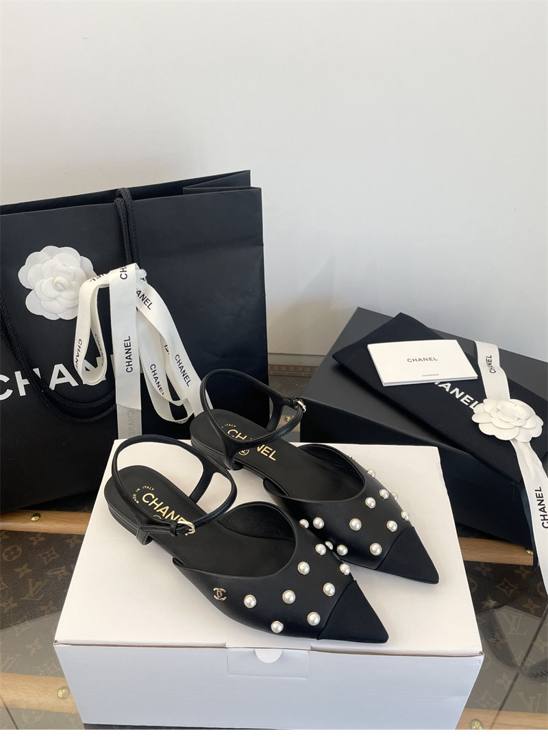 샤넬 샤넬 25K 진주 장식 슬링백 플랫 슈즈 레플리카 8번 이미지 - 신발 | 세미샵 레플리카 사이트