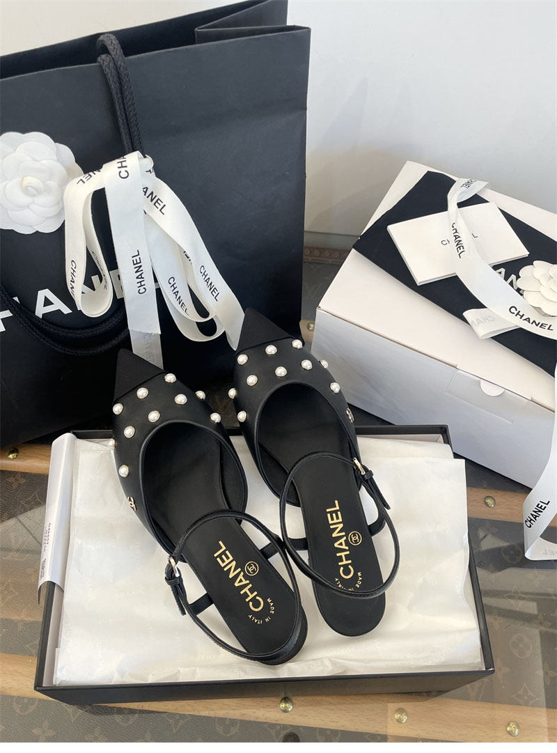 샤넬 샤넬 25K 진주 장식 슬링백 플랫 슈즈 레플리카 13번 이미지 - 신발 | 세미샵 레플리카 사이트