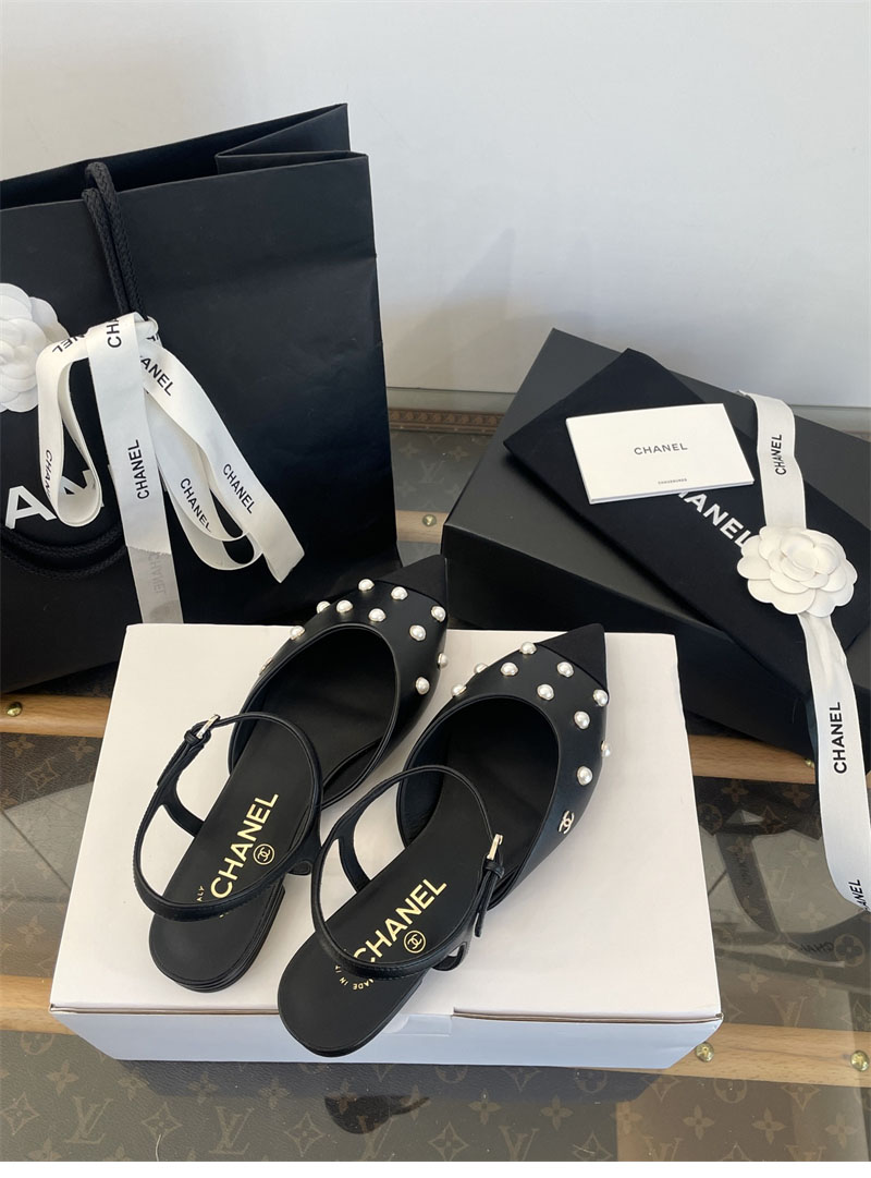 샤넬 샤넬 25K 진주 장식 슬링백 플랫 슈즈 레플리카 18번 이미지 - 신발 | 세미샵 레플리카 사이트