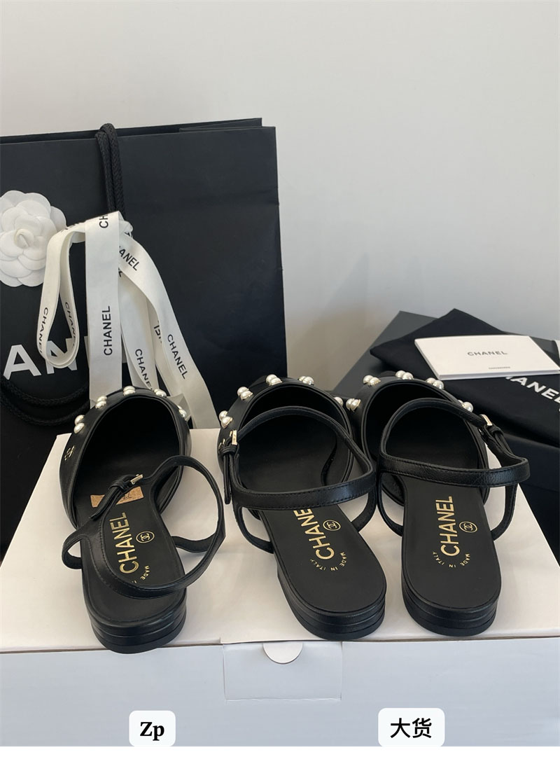 샤넬 샤넬 25K 진주 장식 슬링백 플랫 슈즈 레플리카 15번 이미지 - 신발 | 세미샵 레플리카 사이트