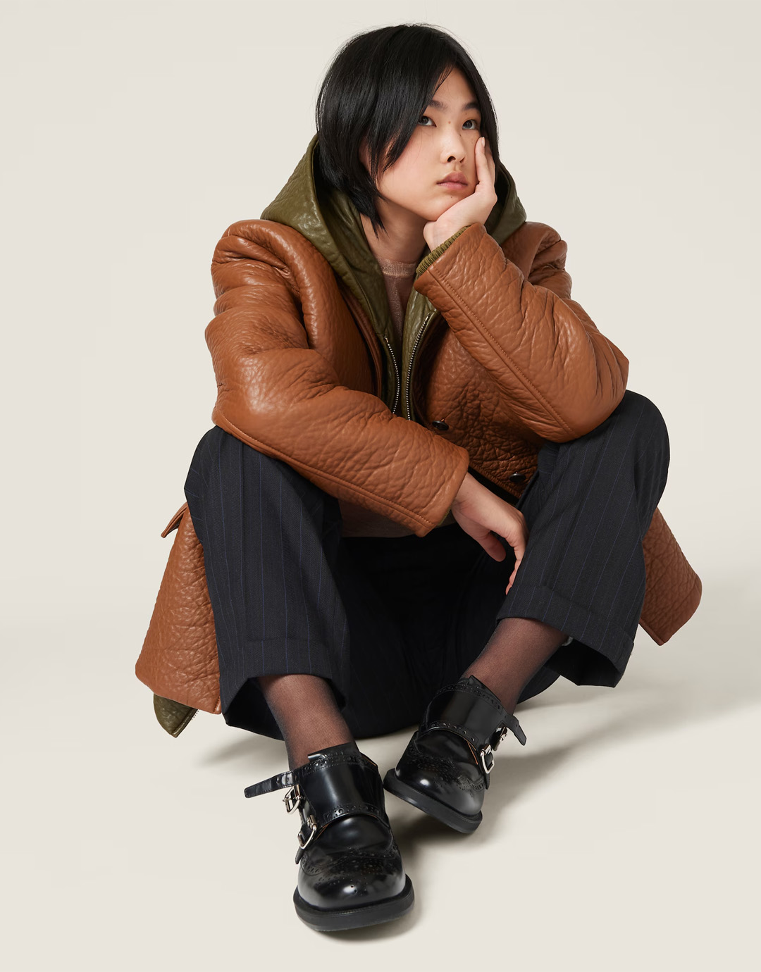 미우미우 X 처치스 블랙 브러쉬드 가죽 더블 몽크 브로그 슈즈 “35SIZE – 40SIZE” - 상세 이미지