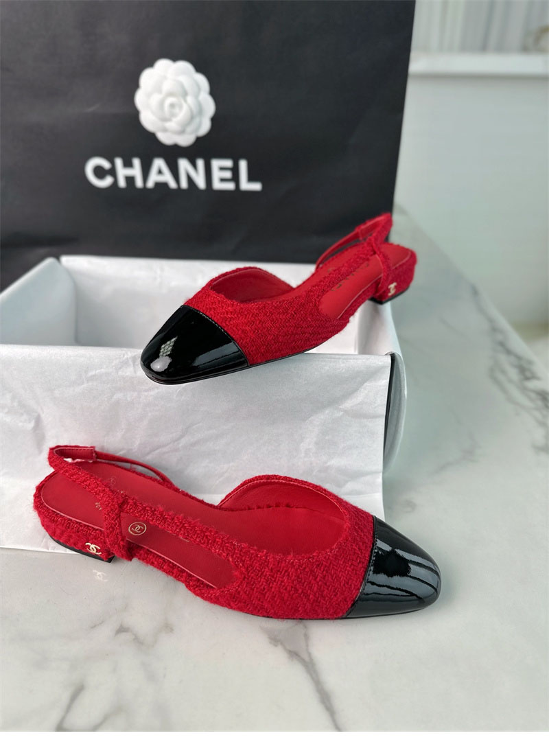 샤넬 샤넬 25A CC 트위드 슬링백 플랫 슈즈（TJ공장） 레플리카 5번 이미지 - 신발 | 세미샵 레플리카 사이트