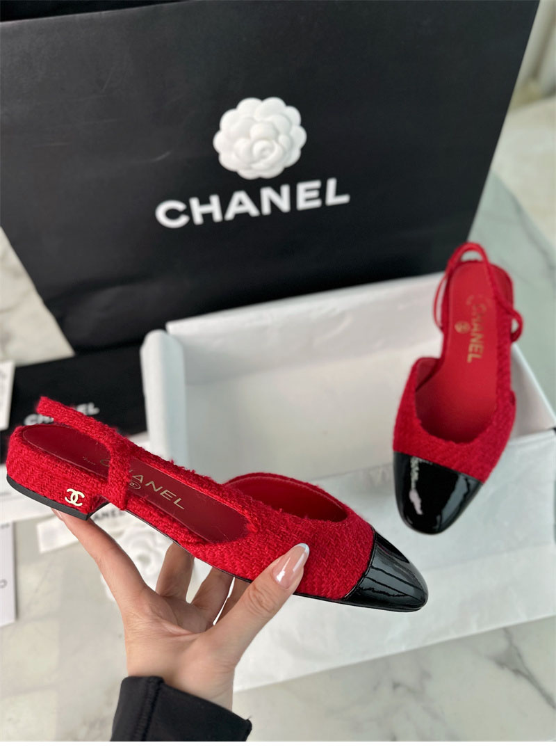 샤넬 샤넬 25A CC 트위드 슬링백 플랫 슈즈（TJ공장） 레플리카 16번 이미지 - 신발 | 세미샵 레플리카 사이트