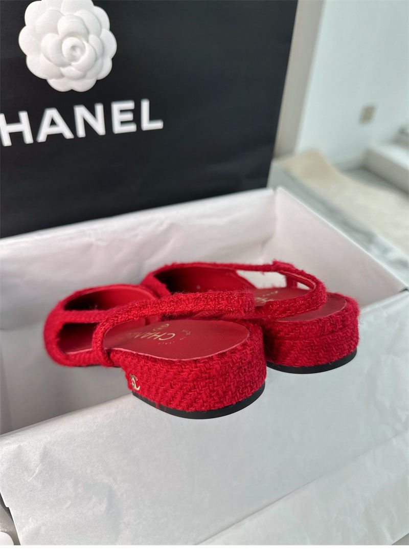 샤넬 샤넬 25A CC 트위드 슬링백 플랫 슈즈（TJ공장） 레플리카 2번 이미지 - 신발 | 세미샵 레플리카 사이트