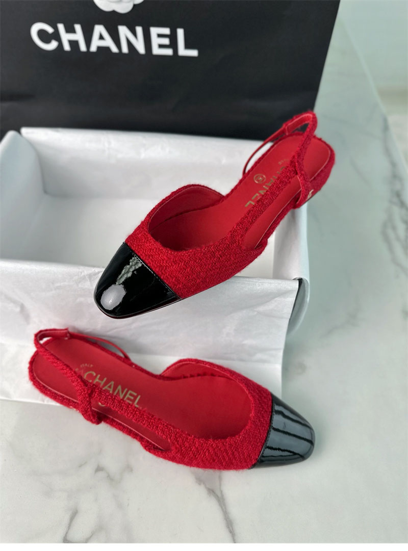 샤넬 샤넬 25A CC 트위드 슬링백 플랫 슈즈（TJ공장） 레플리카 17번 이미지 - 신발 | 세미샵 레플리카 사이트