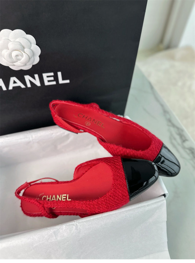 샤넬 샤넬 25A CC 트위드 슬링백 플랫 슈즈（TJ공장） 레플리카 3번 이미지 - 신발 | 세미샵 레플리카 사이트