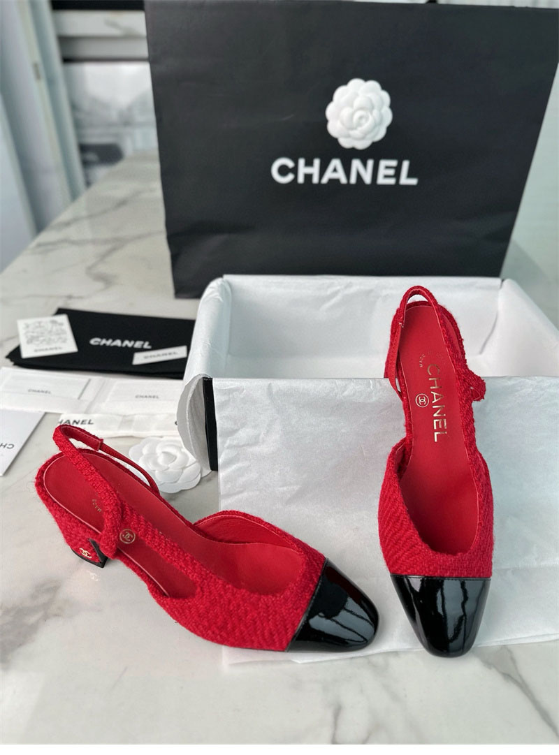 샤넬 샤넬 25A CC 트위드 슬링백 힐（TJ공장） 레플리카 14번 이미지 - 신발 | 세미샵 레플리카 사이트