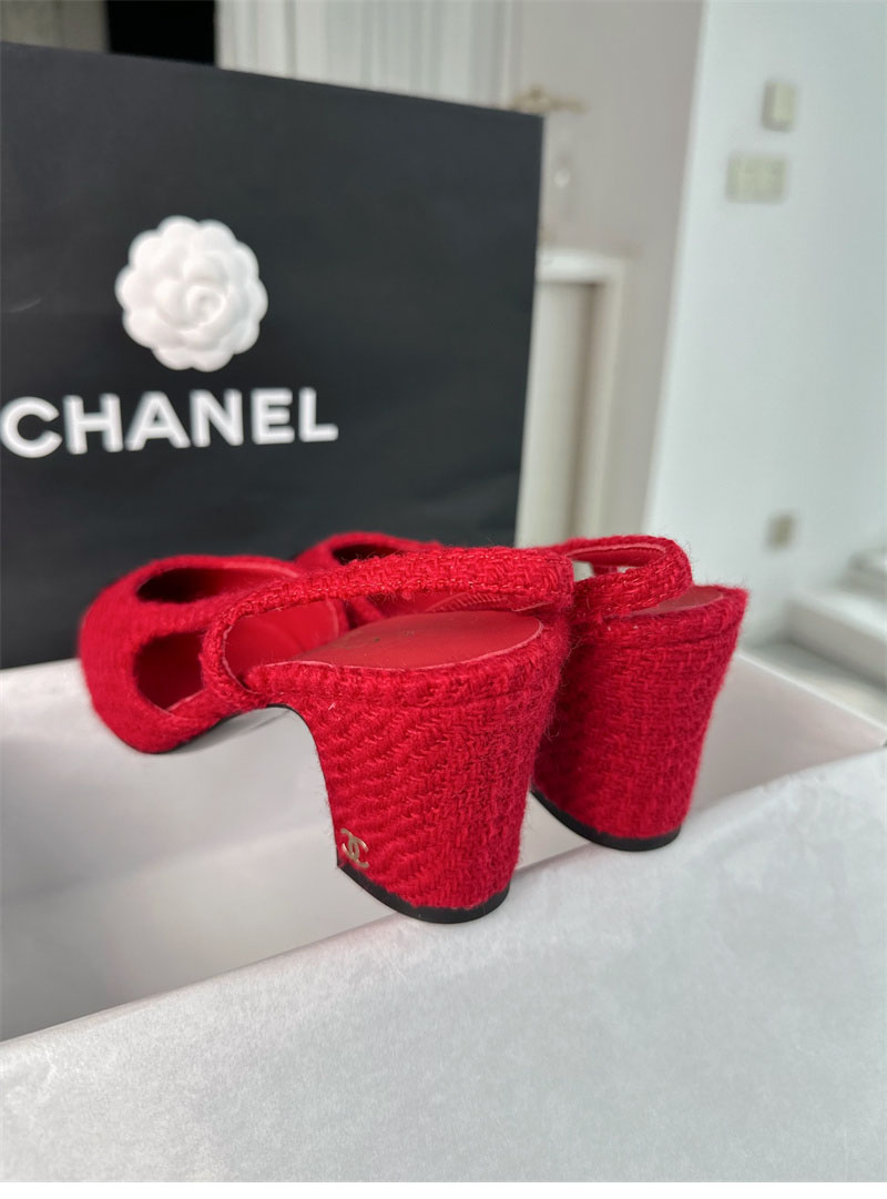 샤넬 샤넬 25A CC 트위드 슬링백 힐（TJ공장） 레플리카 15번 이미지 - 신발 | 세미샵 레플리카 사이트