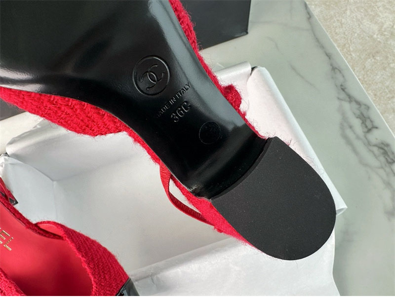 샤넬 샤넬 25A CC 트위드 슬링백 힐（TJ공장） 레플리카 7번 이미지 - 신발 | 세미샵 레플리카 사이트