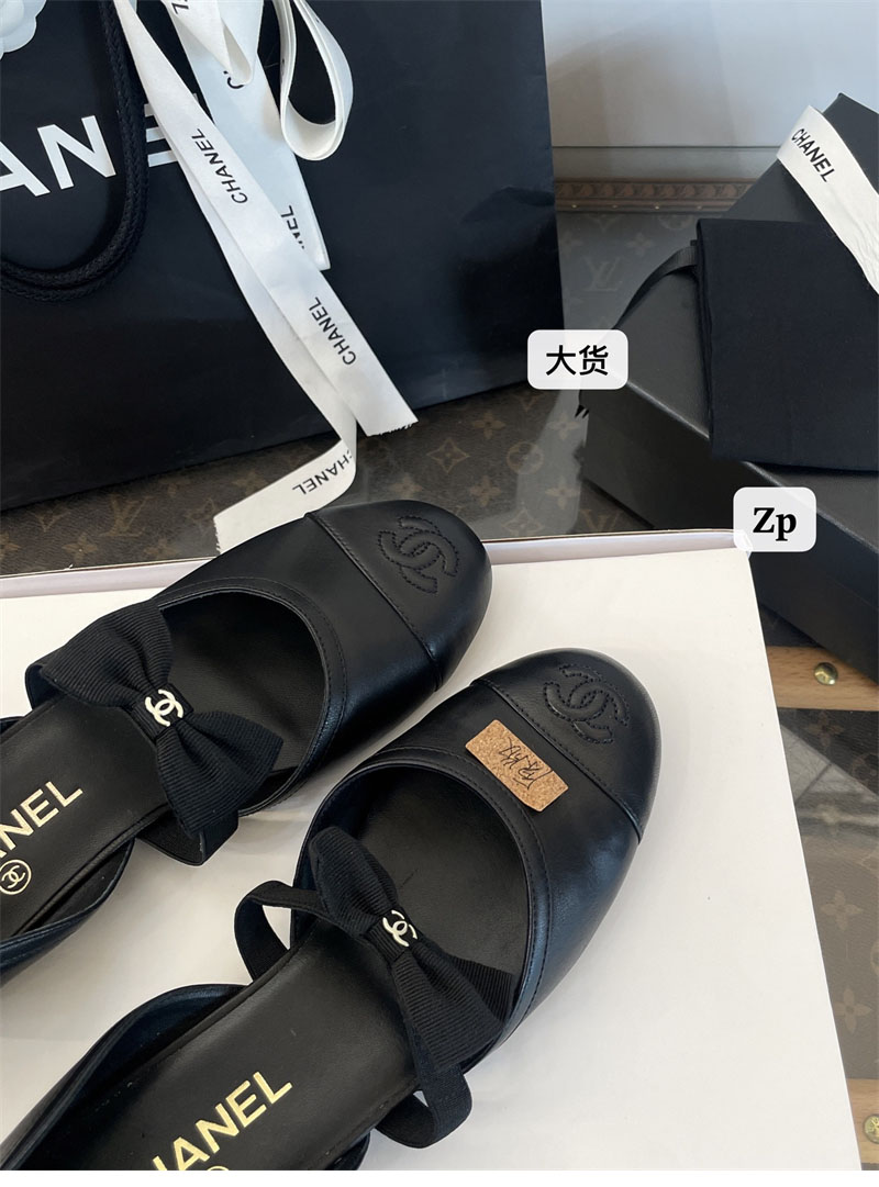 샤넬 25B CC로고 리본 메리 제인 슈즈 램스킨 블랙 - 상세 이미지