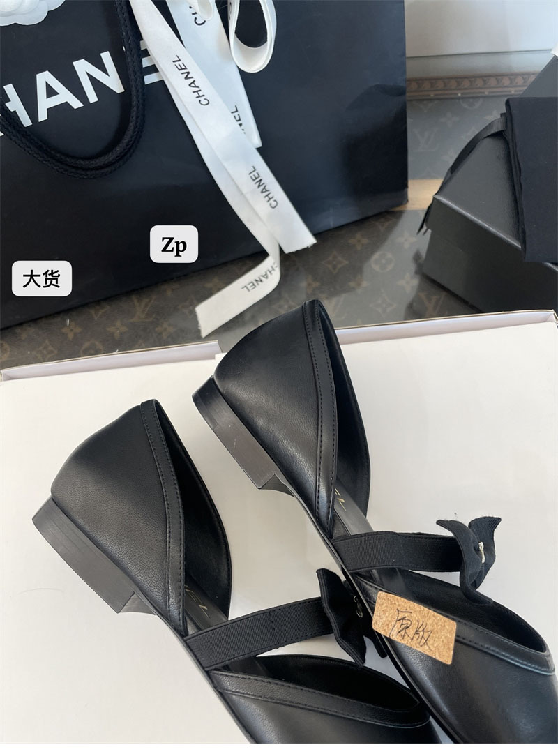 샤넬 25B CC로고 리본 메리 제인 슈즈 램스킨 블랙 - 상세 이미지