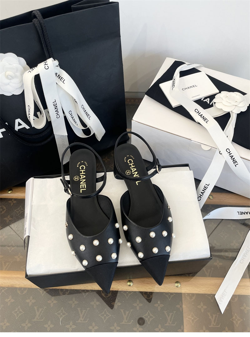 샤넬 샤넬 25K 진주 장식 슬링백 플랫 슈즈 레플리카 7번 이미지 - 신발 | 세미샵 레플리카 사이트