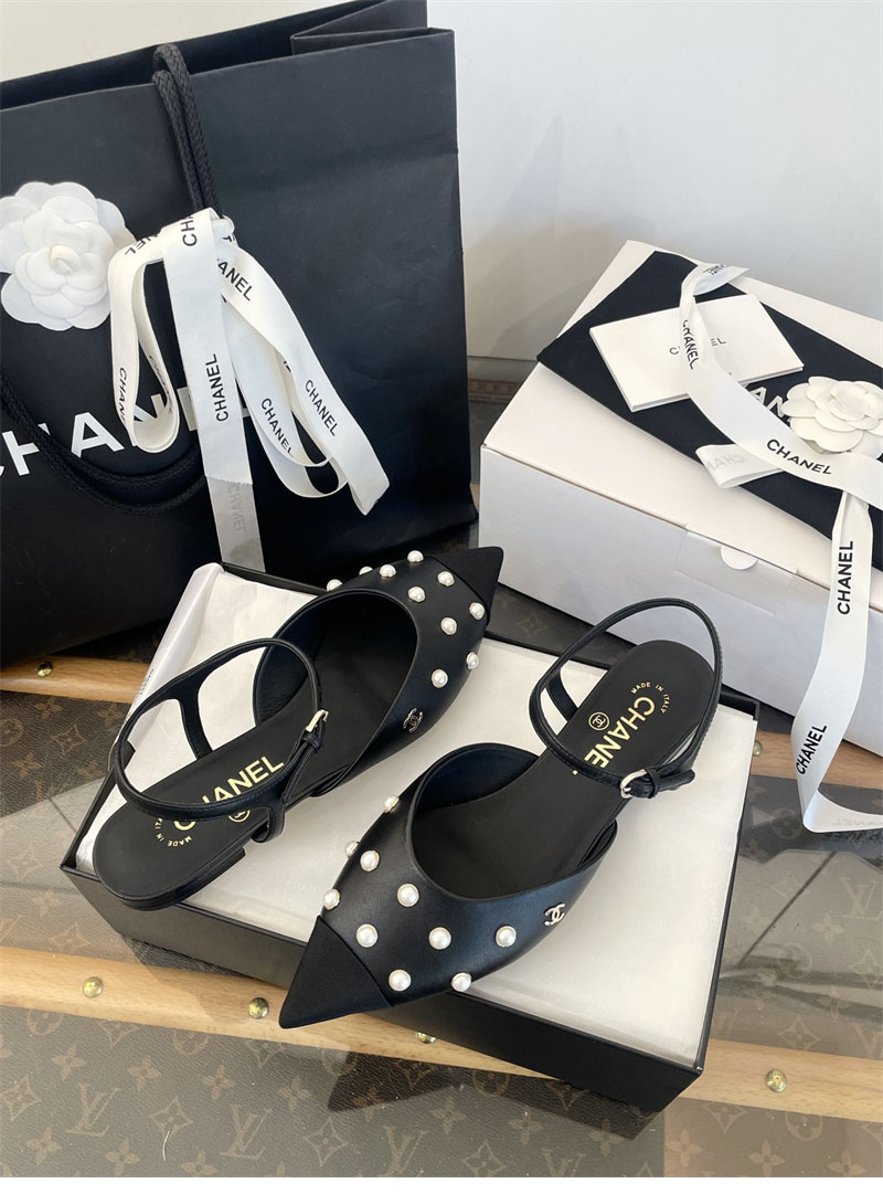 샤넬 샤넬 25K 진주 장식 슬링백 플랫 슈즈 레플리카 2번 이미지 - 신발 | 세미샵 레플리카 사이트