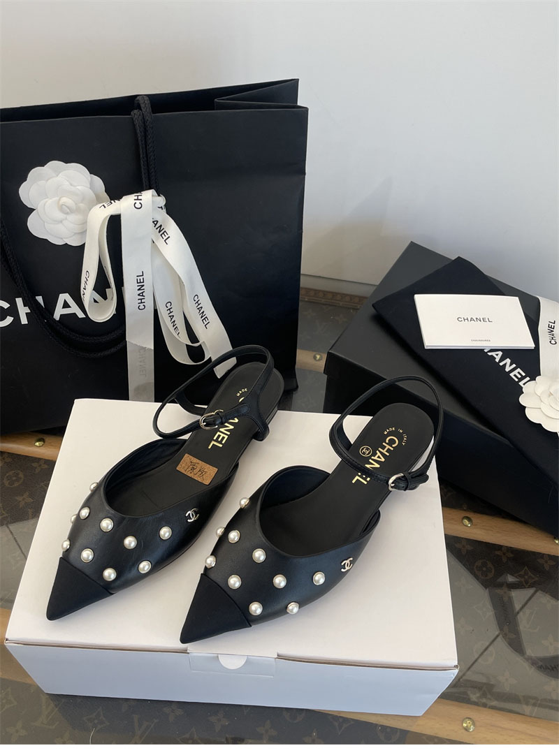 샤넬 샤넬 25K 진주 장식 슬링백 플랫 슈즈 레플리카 9번 이미지 - 신발 | 세미샵 레플리카 사이트