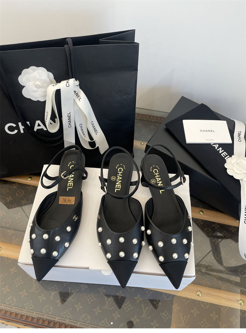 샤넬 샤넬 25K 진주 장식 슬링백 플랫 슈즈 레플리카 14번 이미지 - 신발 | 세미샵 레플리카 사이트